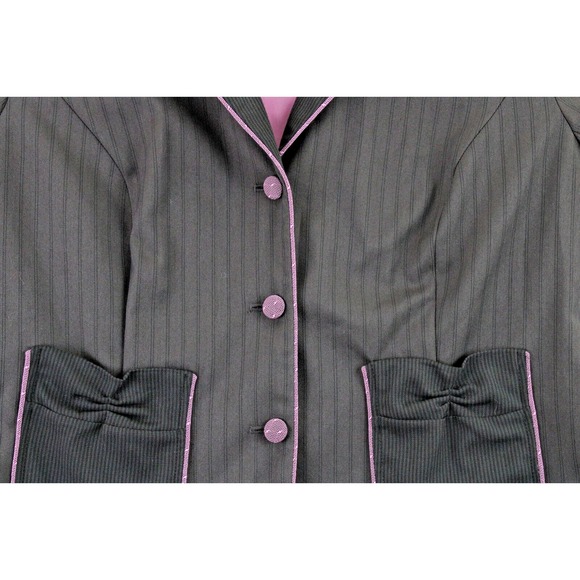 Torrid Womens Size 3 Pinstripe Blazer Pink Trim Bow Pockets Tie Back NWT - Picture 9 of 16